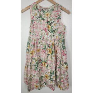 Vtg. SWAT Girls Sz. 14 Pink Gingham & Floral Button Up Short Dress